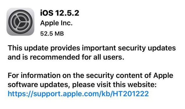 龙胜苹果手机维修分享iOS12.5.2发布，建议所有老苹果用户安装 